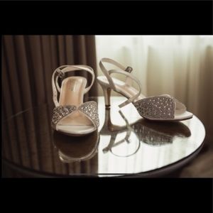 White sparkly wedding heels